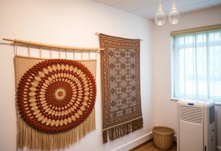 Métodos para proteger tapeçarias decorativas de fibras naturais contra umidade excessiva