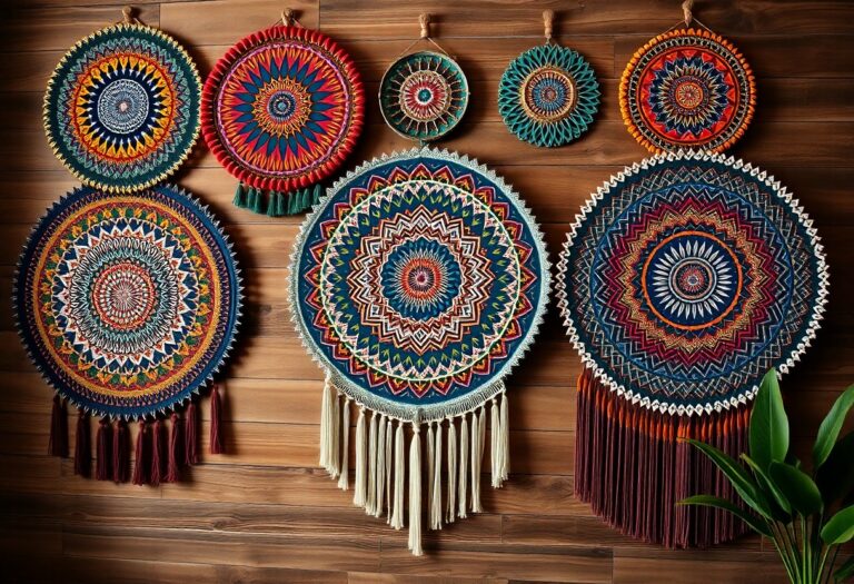 Técnicas circulares para tapeçarias redondas decorativas em estilo boêmio moderno